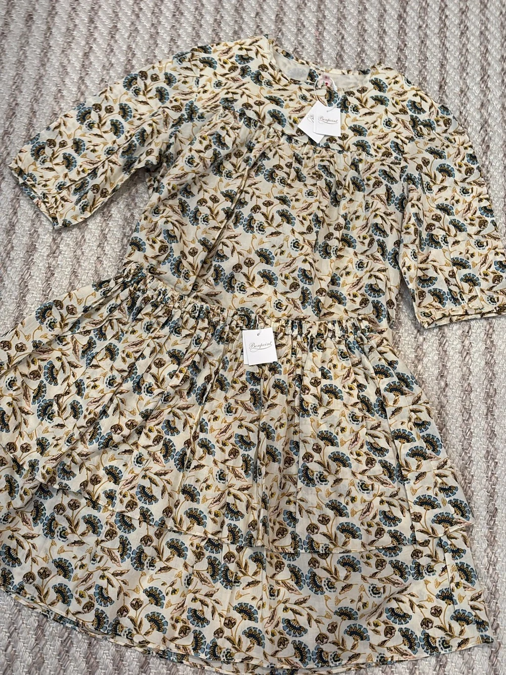 Bonpoint Floral Tiered top &skirt  in Cream, Blue & yellow size 12!